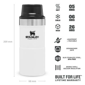 STANLEY TRİGGER-ACTİON SEYAHAT BARDAĞI, TERMOS 0.35 LT BEYAZ
